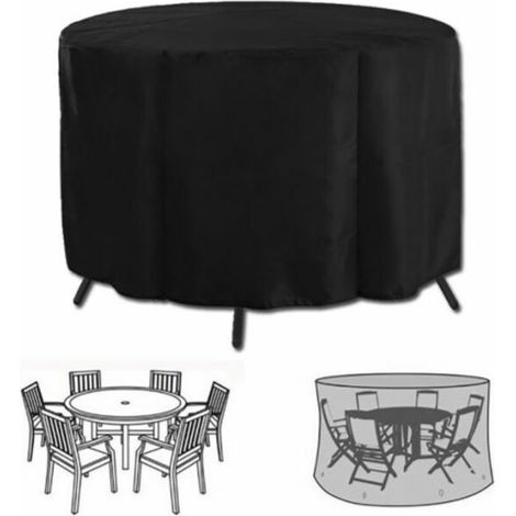 Housse pour Table de Jardin, Housse de Protection Bâche Imperméable pour Meubles Jardin et Hivernage Mobilier Salon de Jardin  Ronde 128x71CM