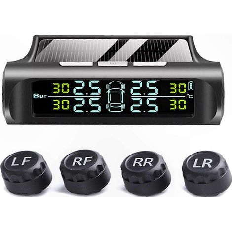 Système de surveillance de pression des pneus sans fil pour camion, camping-car et remorque, avec 4 capteurs externes et alimentation solaire (1/5)