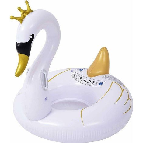 TRADE SHOP - Ciambella Salvagente Cavalcabile Cigno Bianco E Oro Bambini 115cm Mare Piscina - (1/2)