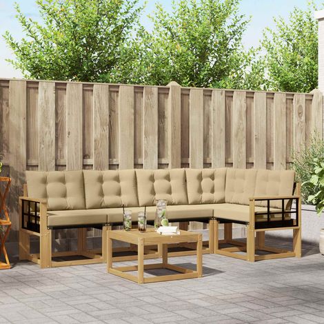 vidaXL Outdoor-Sofagarnitur mit Kissen 6 pcs Weiß und Beige (1/5)