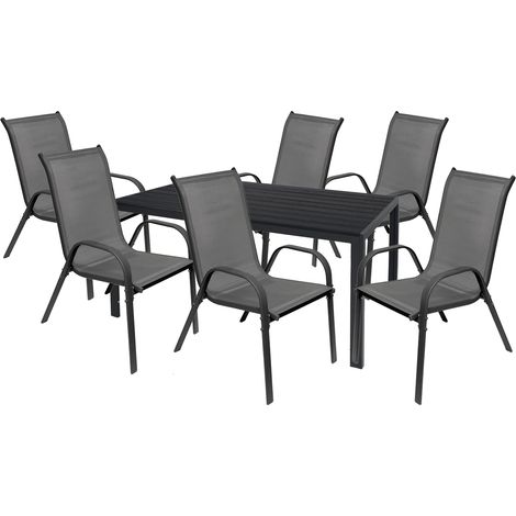 7tlg Gartenmöbel Polywood Tisch + Stapelstühle-M726867+6xMMC330881