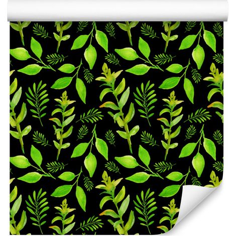 Papier peint à motif de feuilles de forêt et de plantes pour salon et chambre 50x1000 cm (1/5)