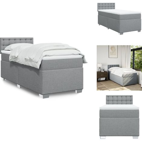 Boxspringbett mit Matratze Hellgrau 90x200 cm Stoff - Boxspringbett - Doppelbett - Bettenrahmen - Schlafsystem - Polsterbett (1/5)