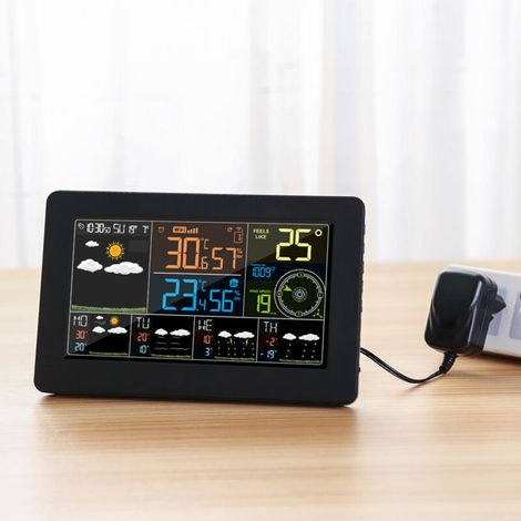Station météo Station météo WiFi couleur multifonctionnelle Contrôle APP Moniteur météo intelligent Température intérieure extérieure Humidité Pression atmosphérique Vitesse du vent Fonctions d'horlog (1/5)