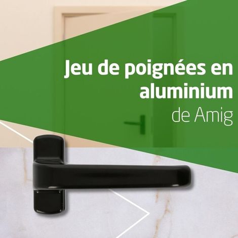 Amig - Poignée de Porte sur Rosace Epsilon - Aluminium Durable - Installation Facile - Réversible - Design Moderne - Poignée Carré 8 mm, Noir, Jeu (1/4)