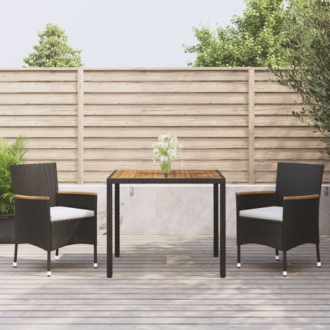 Set comedor de jardín 3 pzas con cojines ratán sintético negro vidaXL (1/5)