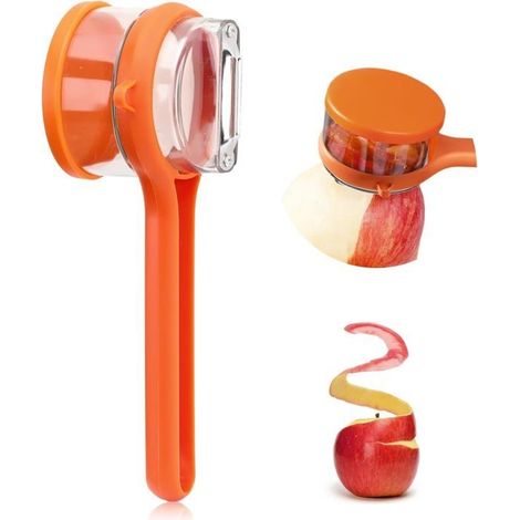 Coltello da cucina multifunzione con scatola portaoggetti, pelapatate con contenitore, lama in acciaio inox a doppio lato per (1/4)