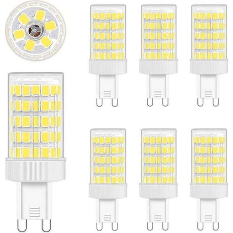 G9 LED Bulb, Cool White, 10W LED G9 6000K Equivalent to 80W Incandescent Light, 900LM, AC 220V, 360º Wide Beam Angle, 862835 SMD, Non-Dimmable, Pack of 6 (1/5)