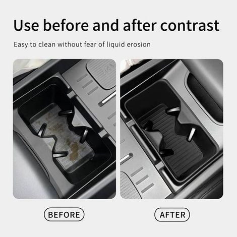 Available in 1 color: Black Material: TPE Car center console cup holder, cup holder, protective, non-slip mat. (1/5)