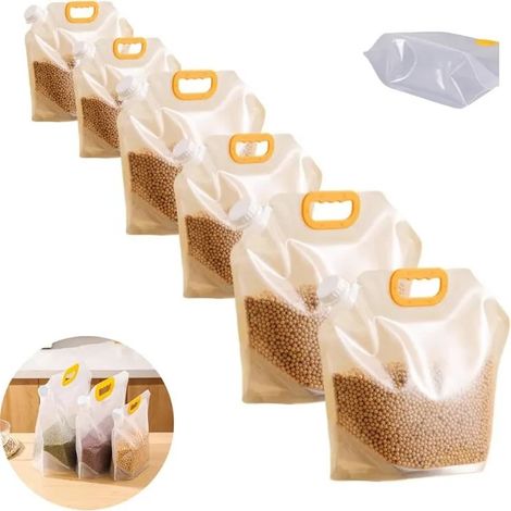 Lot de 6 grands sacs hermétiques réutilisables avec poignée et capuchon sans BPA (2 x S + 2 x M + 2 x L) - 2 Xs + - 2 Xs + 2xl + 2xl (1/5)