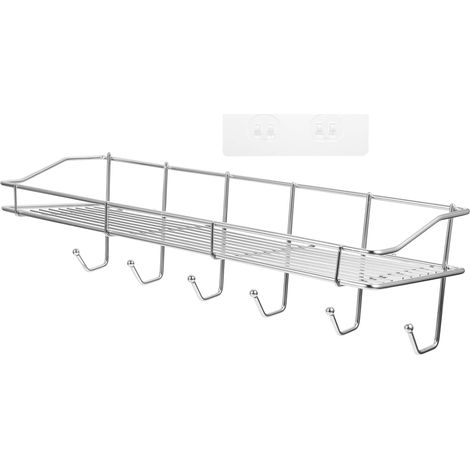 Wandregal Multifunktionaler Küchen und Badezimmer Organizer Edelstahl mit 6 Haken (1/5)