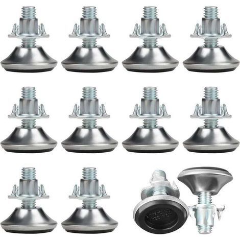 Pieds De Meubles Réglables M8 X 30 Mm 12 Pièces Avec Coussinets En PP Et Écrous En T (1/4)