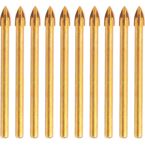 CCYKXA 10Pcs 6mm Tungsten Carbide Drill Bits Set Hex Shank Glass Ceramic Spear Head Drill Bit for Mirror Porcelain Marble