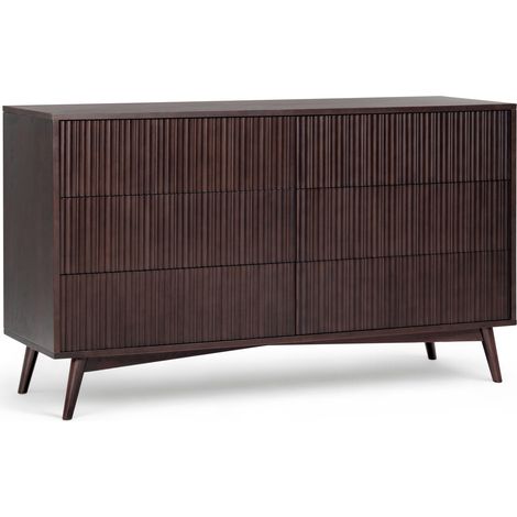 Teamson Home Tremolo 6-Drawer Chest of Drawers with Fluted Fronts and Modern Bedroom Storage Furniture, Black Finish (1/5)