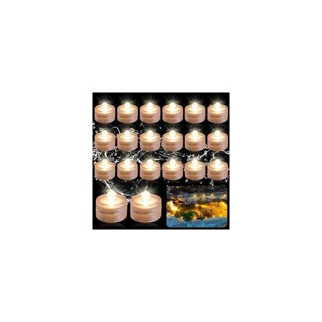 Mini lumières LED étanches, lot de 20 pièces. Bougies LED étanches, bougies sans flamme pour aquariums, adaptées à la décoration des piscines, étangs, aquariums et vases [Classe d'efficacité énergétiq