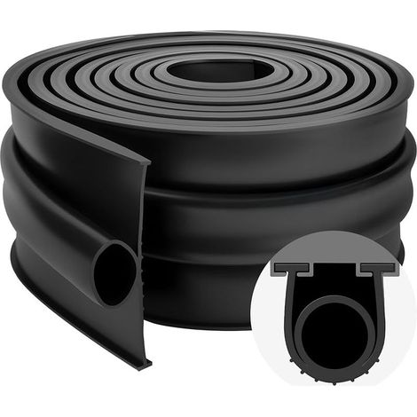 m Garagentordichtung, Garagentorschwellendichtung, dicke Gummischwellendichtung für Garagenböden, Hochwasserschutz und Wärmedämmung, leicht zuschneidbar (Schwarz) (1/5)