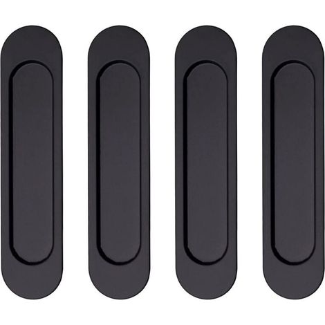 Poignées Porte Coulissantes Auto-adhésives Meuble Ovales en sans Perforation lot de 4 Alliage D'Aluminium Noir (1/5)
