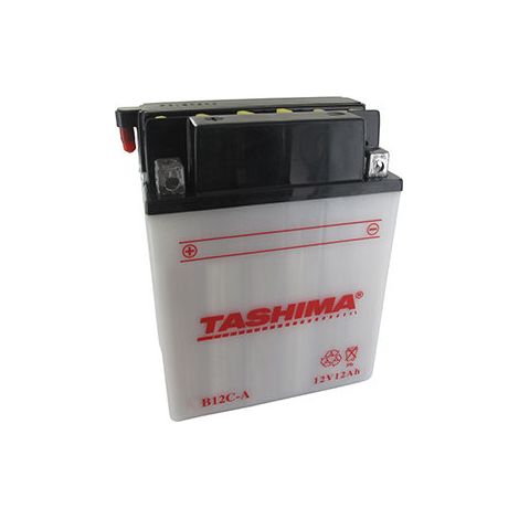 Batería de Plomo Tashima Reforzada 12V, 12A. L: 134, L: 80, H: 175mm, + a la izquierda para Cuadriciclos. (entregada con ácido separado). - Batería