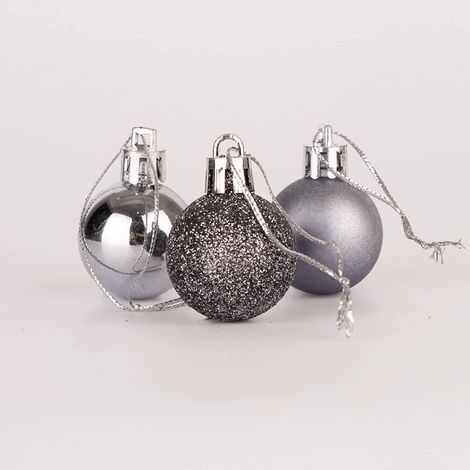 BAUBLES DARK GREY 3CM 12PCS SET PVC (1/5)