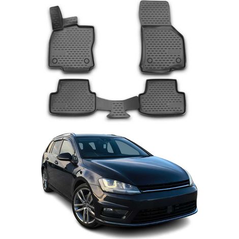 Tapis de Sol Compatible avec VW Golf 2014-2019 Avant Caoutchouc TPE Noir