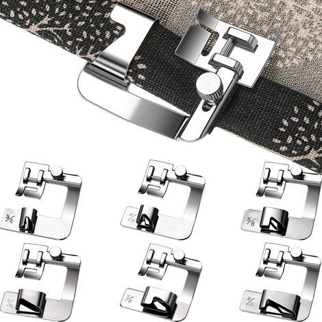 Hemming Foot, Rolled Hem 9mm to 25mm, Steel, For Singer Brother Low Shank Sewing Machines (1/4)