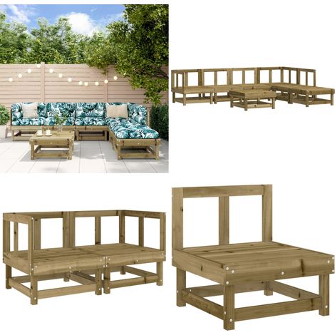 7-tlg. Garten-Lounge-Set Kiefernholz Imprägniert - Gartensessel - Loungemöbel - Gartenmöbel Set - Rattan Möbel - Kiefernholzmöbel - Home & Living (1/5)