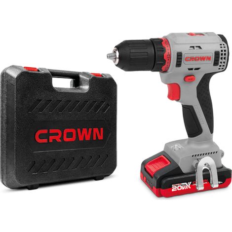 TRAPANO E AVVITATORE A BATTERIA 20V 2 BATTERIE 2AH MOTORE BRUSHLESS CROWN
