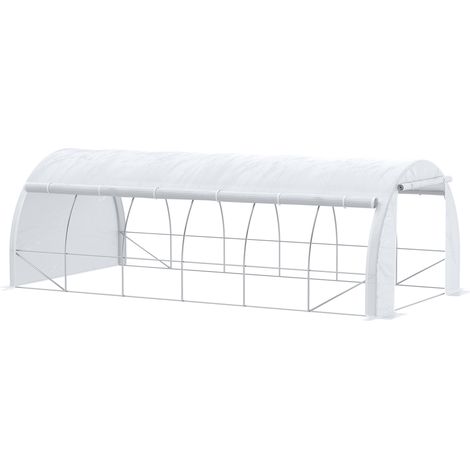 Serre de jardin, avec porte, blanc, pour jardin et terrasse, format pratique, style facile à associer, usage quotidien résistant