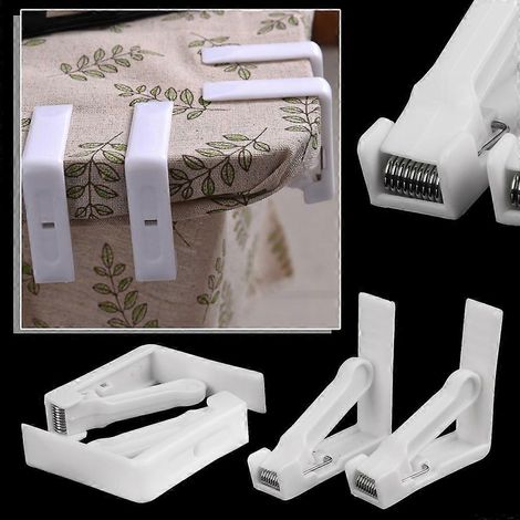 Lot de 4 pinces à nappe en acier inoxydable, flexibles et faciles à fixer. (1/4)
