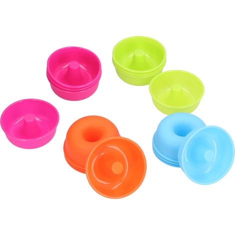 16 moules à donuts aux couleurs vives, réutilisables, faciles à nettoyer et fiables, pour pâtisseries et puddings. (1/5)