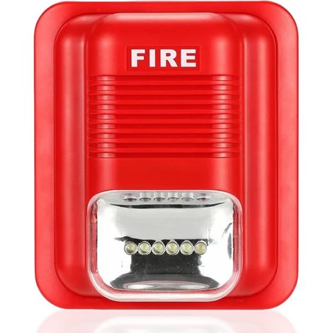 Alarme de Protection Incendie DC12V/24V,Système de Sécurité Alerte Sirène avec Avertisseur Stroboscopique, Alarme Sonore Sirène 105DB, Idéal pour Les Bureaux De L'école à La Maison.
