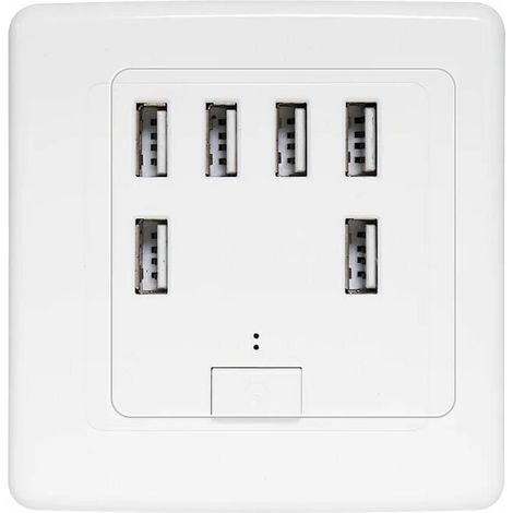Presa a muro USB universale, 6 porte integrate, pannello di ricarica 220V 4A, ricarica rapida (1/5)