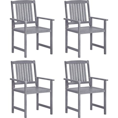 Lot de 4 Chaises de jardin - Chaises d'extérieur pour terrasse/jardin Bois massif d'acacia Gris BV971611 - BonneVie (1/5)