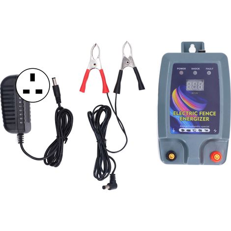 Clôture électrique 5km, mini électrificateur haute tension pour animaux (cochons, moutons, chiens), impulsions 100‑240V, prise UK. (1/5)