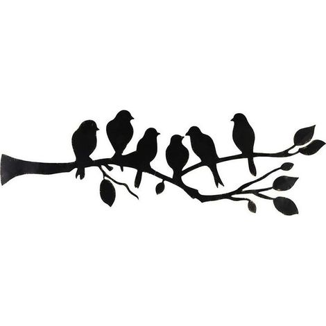 Décoration Murale Oiseaux - Métal Noir - Pour Intérieur Jardin Extérieur - Ensemble de 6 Pièces (1/5)