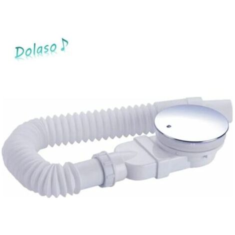 Bonde de douche 90 mm extra plateSiphon antiodeurs avec tamis à cheveuxTuyau flexibleCouvercle chromé blancInstallation facile (1/4)