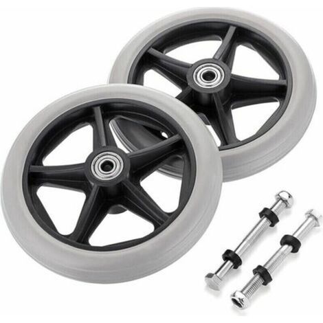 2PCS de 6 pouces Roue en Caoutchouc de Remplacement pour Fauteuil Roulant Roues avant Rollator Walker Roulettes de Remplacement Antidérapantes Roulettes Roues Accessoires de Roue de Remplace