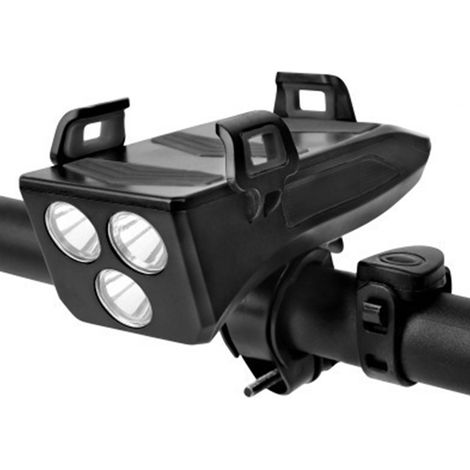 Luce LED per bicicletta ricaricabile tramite USB Toivize – Diverse modalità – Clacson e supporto per telefono – Impermeabile – Per la guida in città e di notte (1/5)