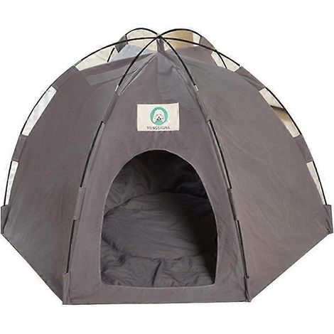 Outdoor-Camping-Tipi-Hunde- und Katzenbett, Haustier-Ruhezelt, dunkelgrau, Größe S, abnehmbar und waschbar.