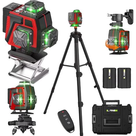 Laser-Nivelliergerät, 360-Grad-Abdeckung, Selbstnivellierungsfunktion, mit Stativ (Kunststoffkoffer) (1/2)