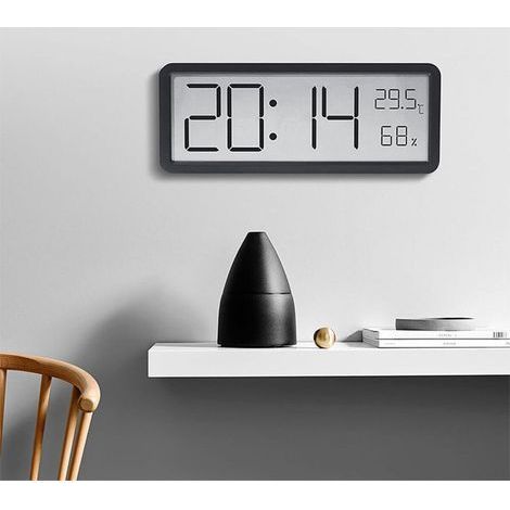 Numérique, horloge Murale,Horloge mur,de la déco,de la Température, de la Date et de l'Humidité,20 cm,Noir (1/5)