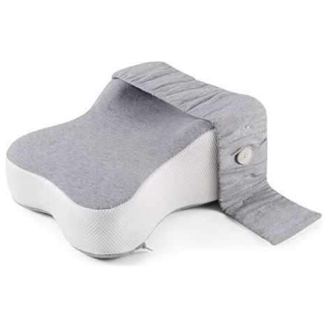 Cet oreiller ergonomique en mousse à mémoire de forme, conu pour dormir sur le cté, est doté de sangles réglables pour soulager la sciatique et soutenir les hanches, les genoux, le dos et les jambes (1/4)