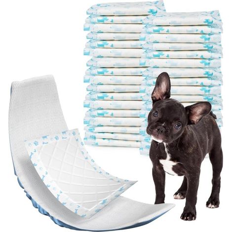 Soft Dog Diaper Inserts - 100 Pack Disposable Dog Pads, Dog Panty Liners for Male and Female Dogs, Super Absorbent Dog Panty Liners (Blue Bone, M-100) MUMU (1/4)