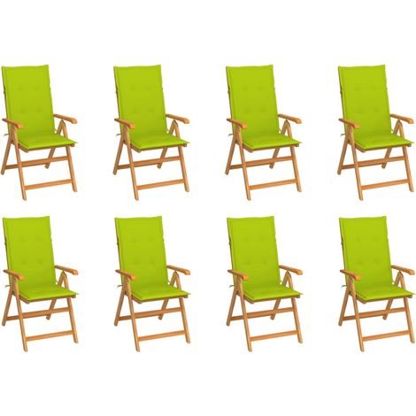 Lot de 8 Chaises inclinables de jardin avec coussins,Fauteuils d'extérieur Teck solide -TF72137 (1/5)