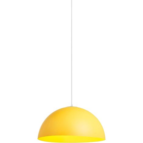 Lampadario a sospensione campana in metallo forma mezza sfera diametro 35cm attacco E27 Giallo