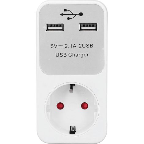 Adaptateur de prise électrique 16A 3680W avec 2 ports USB (1/5)