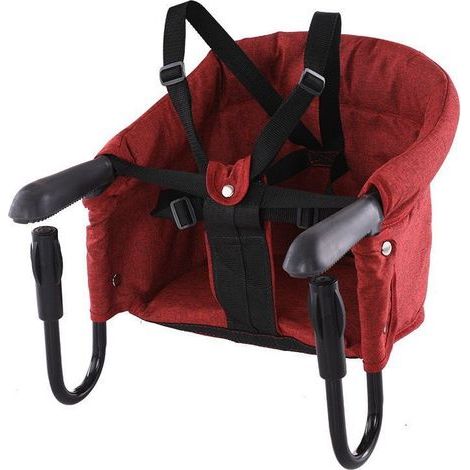 Babytisch und -stuhl, faltbar, 33x22,8x30cm, mit Anti-Rutsch-Clip, Tragkraft 18KG, rot (1/4)