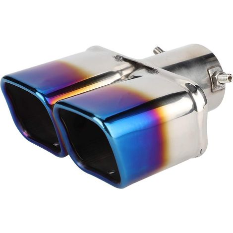 Tuyau de silencieux de voiture universelle Tuyau d’Echappement en acier inoxydable modifiée double tuyau d'échappement arrière du silencieux, bout de gorge (1/5)