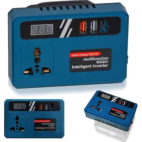 TRADE SHOP - Convertitore Di Batteria Per Makita 18v 150w Tensione 220v Dc 5v 2 Usb 1 Usb-c Adattatore -