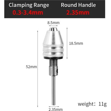 1 mandrin de perceuse, tournevis sans clé, clé à chocs, adaptateur pour micromoteur électrique, support de mini-mandrin, adaptateur pour embout à queue hexagonale (1/5)